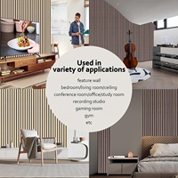 Panneau en feutre insonorisé et décoratif pour mur et plafond et panneau acoustique à lattes en bois MDF plaqué chêne naturel pour bureau à domicile