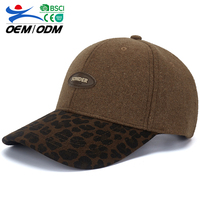 Gorra de béisbol personalizada vintage de mezcla de lana con estampado de letras, gorra deportiva unisex, gorro de invierno grueso y cálido con parche de piel sintética común