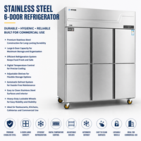 Réfrigérateur vertical professionnel WAVEKE à 6 portes en acier inoxydable, prix usine, avec insertion de plateaux, pour cuisine commerciale