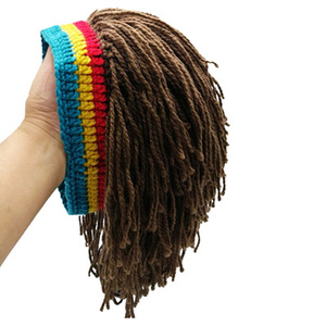 Jamaican Kufi tejido divertido fiesta hombres <span class=keywords><strong>Cos</strong></span> Rasta tejido Beanie boina ganchillo rastas peluca sombrero gorra - Product Image 4