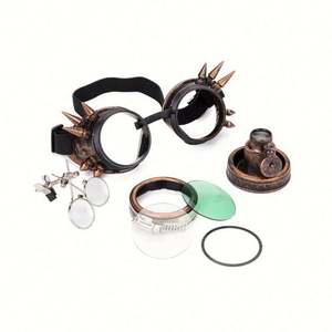 Lunettes de protection steampunk colorées avec lumière LED, style gothique vintage, pour cosplay et fêtes, vente en gros sur mesure - Product Image 4
