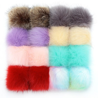 Mignon fait à la main en peluche fausse fourrure de renard boules pompon pelucheux blanc pompons boule de fourrure de raton laveur avec bande élastique