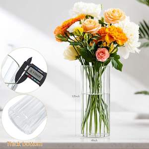 Vase de table moderne en verre transparent fait main, multi-tailles, pour ornements de bureau et décoration d'anniversaire - Product Image 5