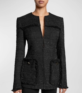 Giacca in <span class=keywords><strong>Tweed</strong></span> di Alta Qualità per <span class=keywords><strong>Donna</strong></span>, Personalizzabile OEM, Traspirante, per Uso Casual, Basso MOQ - Product Image 1