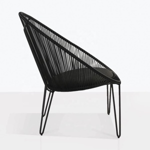 Chaise Acapulco moderne en rotin PE, siège ovale, structure métallique, coussin, mobilier de bistrot pour balcon, patio, jardin, extérieur, vente en gros - Product Image 2