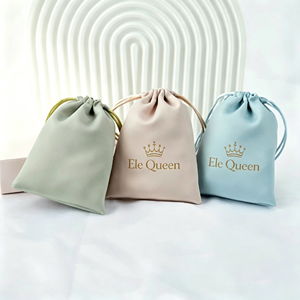 Luxury Satin Kraft Paper <b>String</b> <b>Bag</b> for Jewelry Customizable Logo Wedding Candy <b>Bag</b> for Necklace Display - Product Image 1