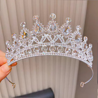 Tiara Corona Plateada Vintage con Cristales de Cuarzo Transparentes, Coronas de Reina, Tiara Elegante para Boda de Princesa Real