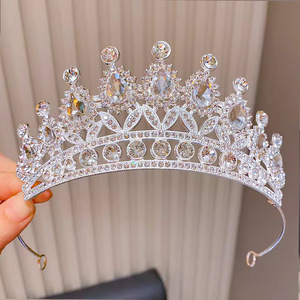 Tiara Corona Plateada Vintage con Cristales <span class=keywords><strong>de</strong></span> Cuarzo Transparentes, <span class=keywords><strong>Coronas</strong></span> <span class=keywords><strong>de</strong></span> Reina, Tiara Elegante para Boda <span class=keywords><strong>de</strong></span> Princesa Real - Product Image 3