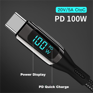LED hiển thị kỹ thuật số Loại-C để Loại-C PD 100W sạc điện nhanh sạc cáp dữ liệu USB C - Product Image 4
