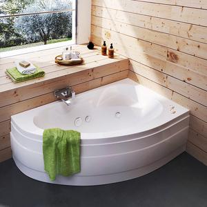 อ่างอาบน้ำสปา Zaira Corner ขนาด 160x90 ซม. รูปทรงสี่เหลี่ยมผืนผ้า ด้านขวาเป็นแผง พร้อมระบบนวดด้วยน้ำและระบบนวดด้วยลมแบบพกพา สำหรับอพาร์ทเมนต์หรือโรงพยาบาล - Product Image 2