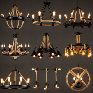 Lámpara Colgante de Cuerda de Cáñamo Estilo Americano para Comedor, Bar, Cafetería, Estilo Vintage, Hierro Forjado con Cordel, E27 - Product Image 2