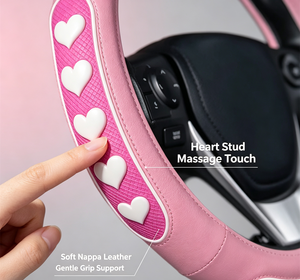 Funda <span class=keywords><strong>de</strong></span> Volante <span class=keywords><strong>de</strong></span> Cuero Nappa Rosa <span class=keywords><strong>para</strong></span> <span class=keywords><strong>Mujer</strong></span> MELCO, con Tachuelas <span class=keywords><strong>de</strong></span> Masaje en Forma <span class=keywords><strong>de</strong></span> Corazón 3D, Ajuste Universal - Product Image 2