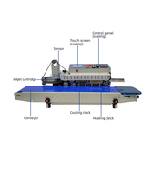 Machine de scellage thermique semi-automatique continue avec imprimante jet d'encre pour sacs en plastique, aluminium, papier, sachets et bandes de scellage