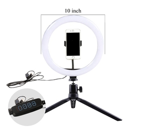 Luce ad anello <span class=keywords><strong>a</strong></span> Led per Selfie fotografica all'ingrosso da 10 pollici regolabile da 26cm con luce ad anello con treppiede per Live streaming - Product Image 1