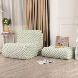 Customized Fabric Beanbag Sofa Cover Removable Checkered Pattern Living Room Bedroom Tatami Single Folding Recliner - Product Image 2
