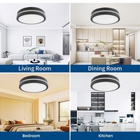 Plafonnier LED noir moderne 15W 24W 32W 40W, panneaux lumineux encastrés ronds en aluminium pour chambre à coucher, salon, cuisine