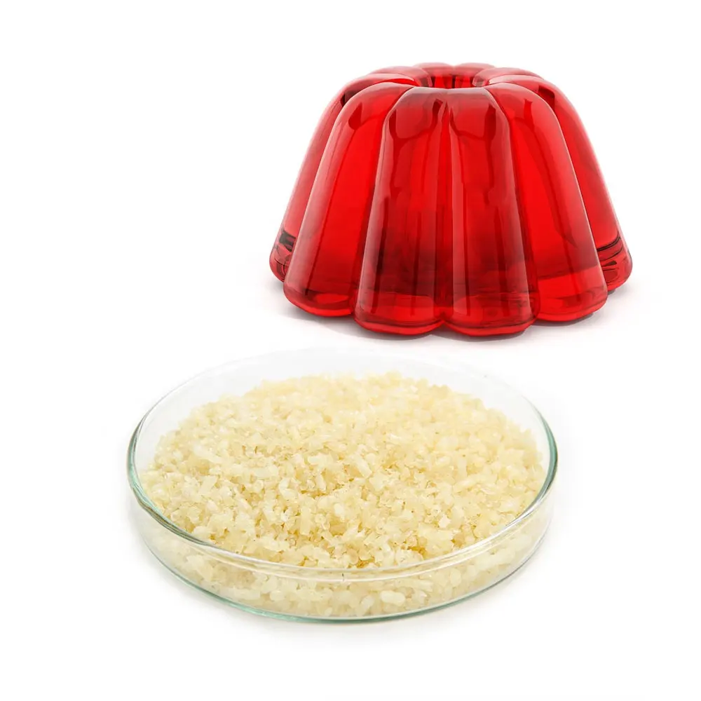 जेलो के लिए डेसर्ट बनाने के लिए अच्छी गुणवत्ता वाले खाद्य ग्रेड जिलेटिन का उपयोग किया जाता है
