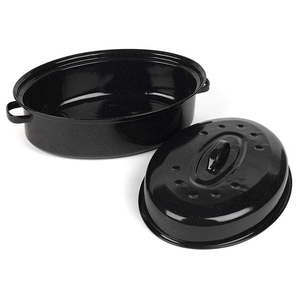 32 centimetri 36 centimetri 40 centimetri scoperta <span class=keywords><strong>di</strong></span> Pollo <span class=keywords><strong>di</strong></span> cottura in ghisa <span class=keywords><strong>di</strong></span> colore nero Dello Smalto Ovale Turchia Torrefazione Pan con Cupola coperchio - Product Image 3