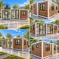 Maison modulaire extensible de 20 pieds avec grandes fenêtres et intérieur lumineux, maison préfabriquée pour chambres d'hôtes