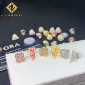 인기있는 디자인 패스 다이아몬드 테스터 빛나는 아이스 아웃 힙합 쥬얼리 925 스털링 실버 쥬얼리 모이사나이트 스터드 귀걸이 - Product Image 2