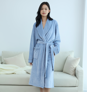 Accappatoio Lungo da Donna Taglie Forti, Invernale, Termico, Traspirante, Morbido, Casual, Semplice, in Pile, Tinta Unita - Product Image 1