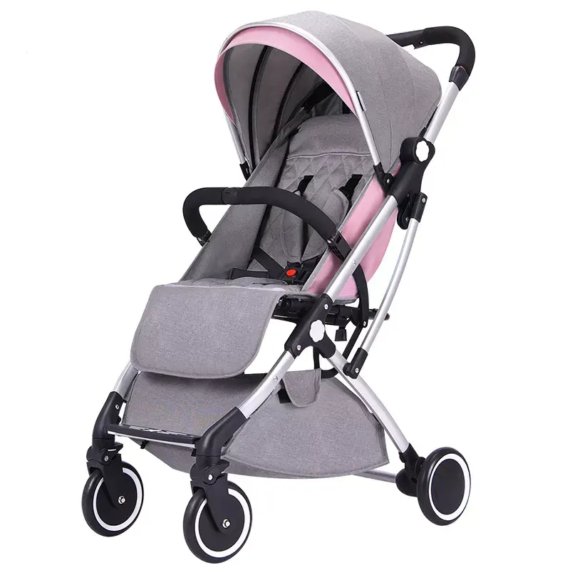 Vente en gros de poussette pour bébé, usine produit une poussette pliable à une main, taille de cabine avec tige de traction, chariot de poussette pliable