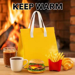Hot Sale Custom Thermal Restaurant Take Away Non Woven Cooler Bag Food Takeaway Cold Hot Drink Coffee Packaging Bag with Handle - Product Image 3
