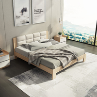 Marco de cama King de estilo europeo, conjunto de muebles de dormitorio doble de tamaño completo de madera moderna, fabricante de China