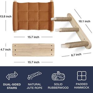 <strong>Cat</strong> Wall Shelves and Perches Set Climb Furniture Wall-mounted Playing <strong>Climber</strong> Floating Wood Picture Pet Beds &amp; Accessories CNLF - Product Image 4
