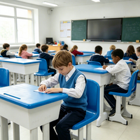 Ensemble de mobilier scolaire en plastique pour salle de classe : table et chaises