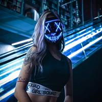 Masque LED d'Halloween, masque de fantôme effrayant pour fête costumée, décoration lumineuse à lumière froide, masque de fête néon, masque LED de carnaval d'Halloween