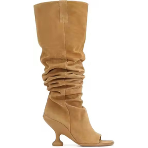 Logo personnalisé fabrication prix de gros Western haute qualité dames genou hauts bottes à talons bas - Product Image 3