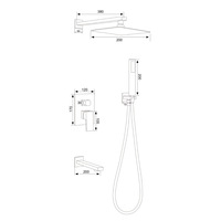 Ensemble de douche encastré classique mural noir avec pommeau de douche en céramique brossée et acier inoxydable doré pour hôtels et appartements