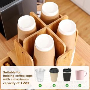 Wooden Paper <b>Cup</b> Storage Rack 12oz Desktop Coffee <b>Cup</b> Holder <b>Disposable</b> <b>Cup</b> Organizer - Product Image 1
