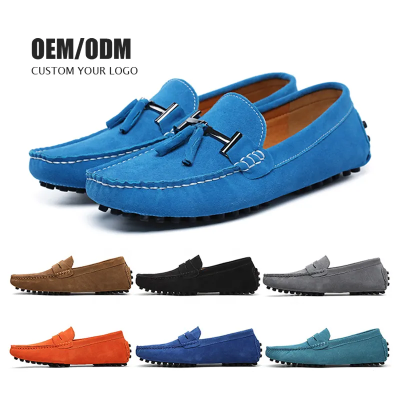 Handmade Dress Shoes Loafers Men Soft Moccasin Driving Shoes Big Size Suede Leather Boat Men Loafers Shoes