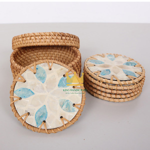 Ensemble de caboteur anti-brûlure moderne rond isolé écologique en rotin de couleur Offre Spéciale pour tasse de thé théière - Product Image 4
