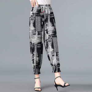 Summer Ice Silk <span class=keywords><strong>Pantalon</strong></span> fin <span class=keywords><strong>anti</strong></span>-<span class=keywords><strong>moustique</strong></span> pour femmes Style ethnique Bundle Foot Stretch Nine Point Lantern Pants - Product Image 6