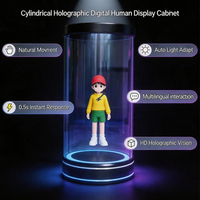 Affichage holographique 3D interactif IA cylindrique transparent de 5,5, 6, 7, 10,1 pouces pour projection humaine numérique 3D