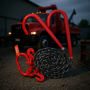 Cadena de remolque DB Wholesale G80 de 3/8 pulg. x 3 pies con gancho en J, cadena en V y gancho de agarre para grúa, capacidad de 15600 lb - Product Image 2