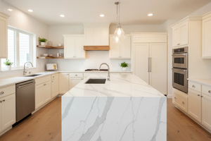 FREE SAMPLE 100% VIETNAM ARTIFICIAL QUARTZ CALACATTA VILLA MODERN BIG SLAB for KITCHEN & BATHROOM - Product Image 5