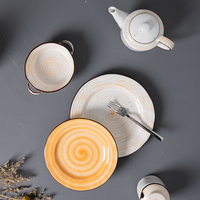Service de vaisselle en porcelaine personnalisé P&T, durable, avec motif tourbillon, pour restaurants et hôtels