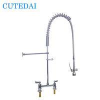 Robinet de cuisine moderne à montage sur plan, finition chromée, 2 poignées, douchette extractible, économiseur d'eau commercial certifié Watermark, en laiton massif