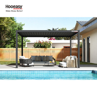 Pergola Hooeasy pour jardin extérieur, toit à lamelles réglables, structure en métal moderne