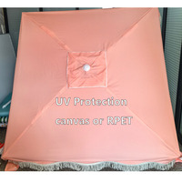 BR Customize Grande Tente Parasol Pliable en Bois Haut de Gamme UV50+ avec Bordure Ondulée pour Fêtes, Hôtels, Complexes et Jardins