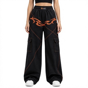 Pantalones Cargo de Mezclilla para Mujer de Marca Privada, Venta al por Mayor Personalizada, de Cintura Alta, Anchos, Lavados, Estilo Urbano, OEM ODM - Product Image 1