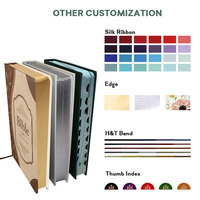 Bible d'étude de haute qualité au design unique, couverture souple en PU, impression avec estampage à chaud des logos, pages intérieures en couleur.