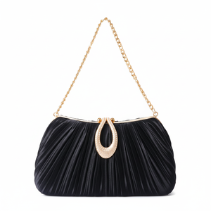 Bolso de mano largo tipo caja con detalles metálicos, bandolera de piel sintética tipo clutch de marca de lujo para mujer de noche. - Product Image 1