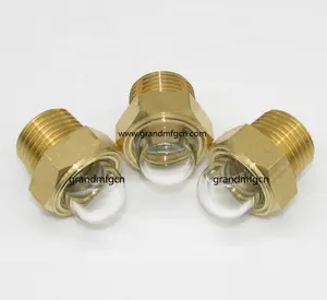 Koepelvormige Messing Npt Draad 1/2 "3/8 Inch Oliepeil Zichtglas Met Gehard Glas