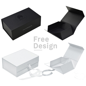 Flat Pack Rigid Cardboard Clothing Shoe Foldable Packaging Ribbon Gift Box Custom Logo Printed Paper Magnetic Closure Folding