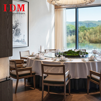 Ensemble table et chaises rondes en bois pour restaurants, hôtels de luxe modernes, 4 places, éco-responsable, pour cafés et banquets